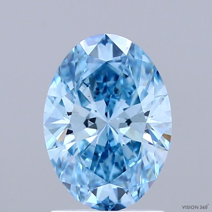 1.44 Carat Oval Shaped, Ideal Cut, FANCY VIVID BLUE Color, VS2 Clarity, IGI Certified Lab Grown Diamond