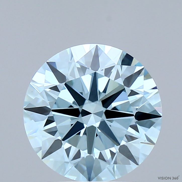 2.45 Carat Round Shaped, Ideal Cut, FANCY INTENSE BLUE Color, VS1 Clarity, IGI Certified Lab Grown Diamond