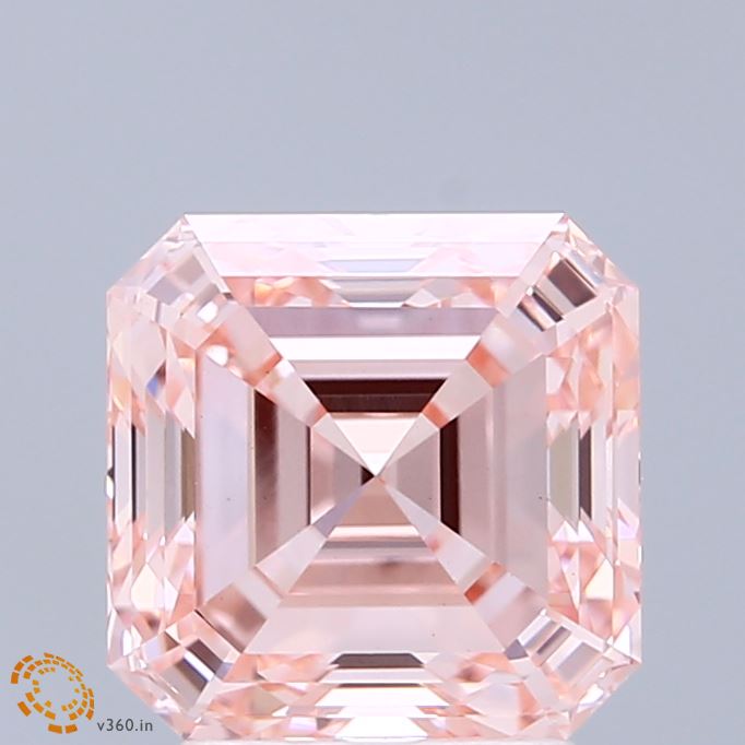 3.05 Carat Asscher Shaped, Ideal Cut, FANCY INTENSE PINK Color, VS1 Clarity, IGI Certified Lab Grown Diamond