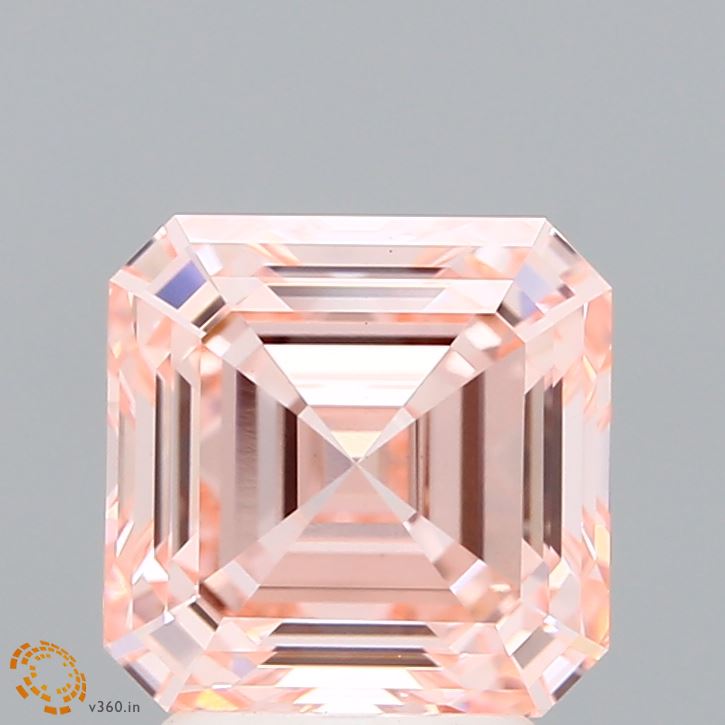 3.03 Carat Asscher Shaped, Ideal Cut, FANCY INTENSE PINK Color, VS1 Clarity, IGI Certified Lab Grown Diamond