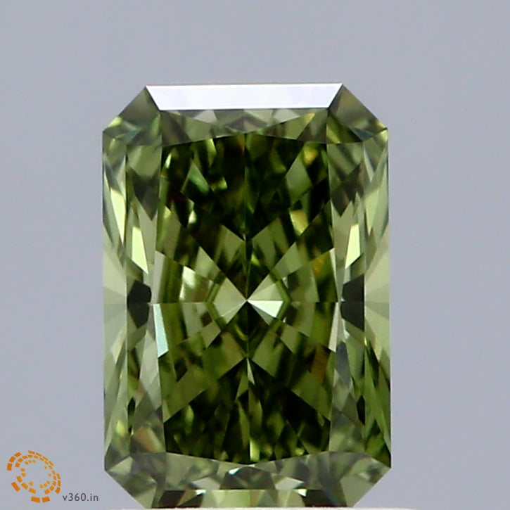 1.00 Carat Radiant Shaped, Ideal Cut, FANCY VIVID GREEN Color, VVS2 Clarity, IGI Certified Lab Grown Diamond