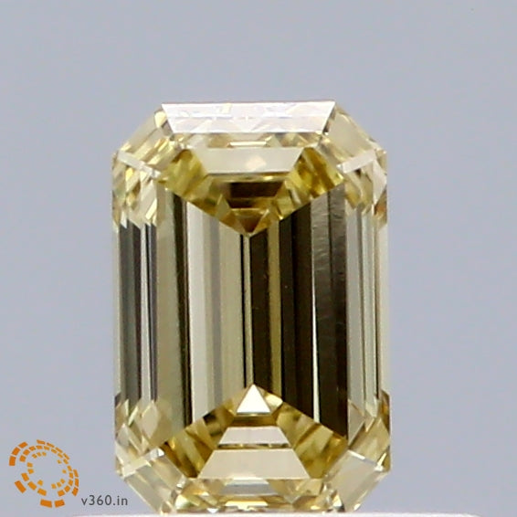 0.47 Carat Emerald Shaped, Ideal Cut, FANCY INTENSE YELLOW Color, VS1 Clarity, IGI Certified Lab Grown Diamond