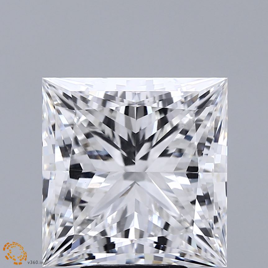 6.09 Carat Princess Shaped, Ideal Cut, E Color, VVS2 Clarity, IGI Certified Lab Grown Diamond