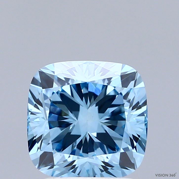 2.03 Carat Cushion Shaped, Ideal Cut, FANCY VIVID BLUE Color, VS1 Clarity, IGI Certified Lab Grown Diamond