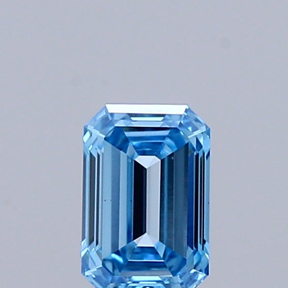 0.32 Carat Emerald Shaped, Ideal Cut, FANCY VIVID BLUE Color, VS1 Clarity, IGI Certified Lab Grown Diamond