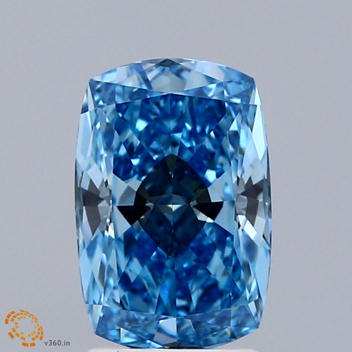 2.09 Carat Cushion Shaped, Ideal Cut, FANCY VIVID BLUE Color, SI2 Clarity, IGI Certified Lab Grown Diamond