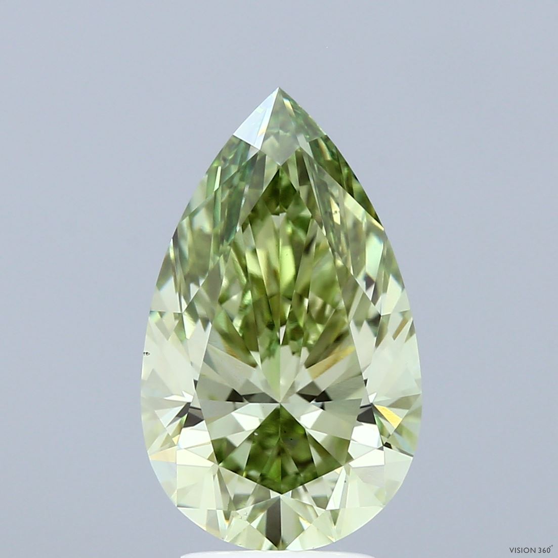4.04 Carat Pear Shaped, Ideal Cut, FANCY VIVID GREEN Color, VS1 Clarity, IGI Certified Lab Grown Diamond