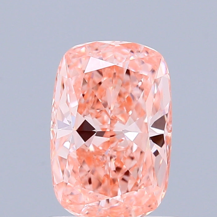 0.90 Carat Cushion Shaped, Ideal Cut, FANCY VIVID PINK Color, VVS2 Clarity, IGI Certified Lab Grown Diamond