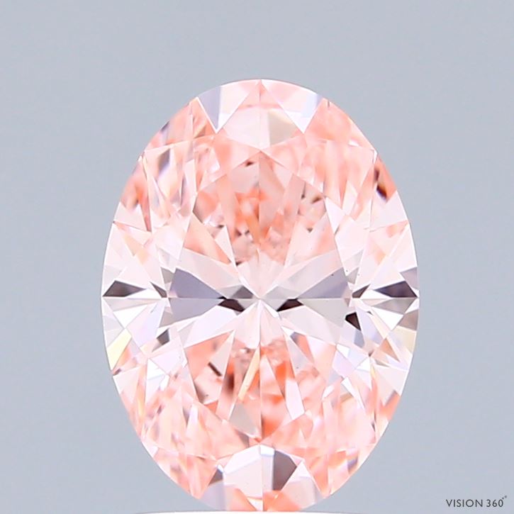 1.70 Carat Oval Shaped, Ideal Cut, FANCY VIVID PINK Color, VS1 Clarity, IGI Certified Lab Grown Diamond