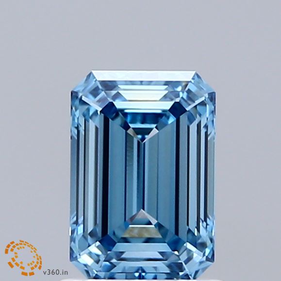 1.13 Carat Emerald Shaped, Ideal Cut, FANCY VIVID BLUE Color, VVS2 Clarity, IGI Certified Lab Grown Diamond