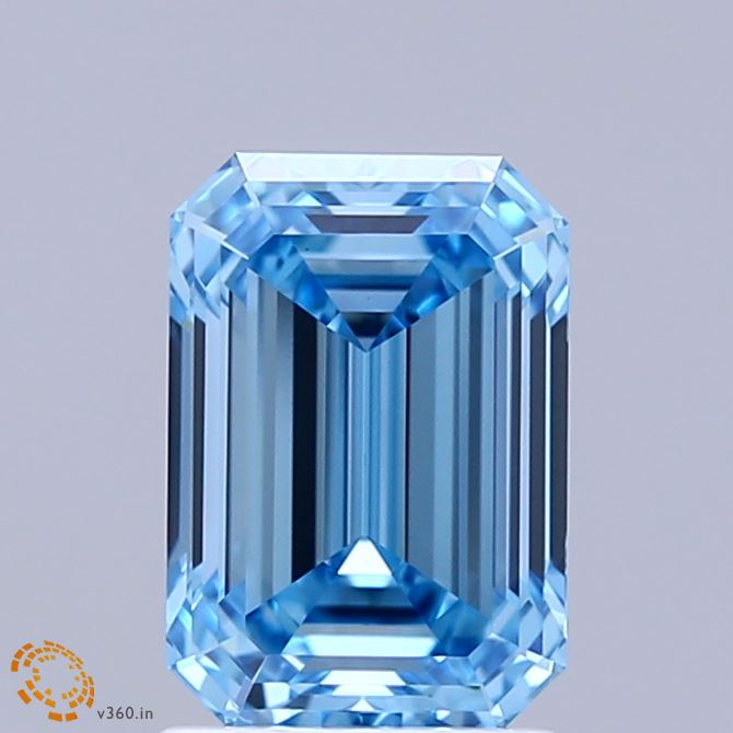 1.93 Carat Emerald Shaped, Ideal Cut, FANCY VIVID BLUE Color, VVS2 Clarity, IGI Certified Lab Grown Diamond