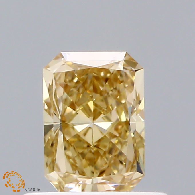 0.63 Carat Radiant Shaped, Excellent Cut, FANCY VIVID YELLOW Color, VVS2 Clarity, IGI Certified Lab Grown Diamond