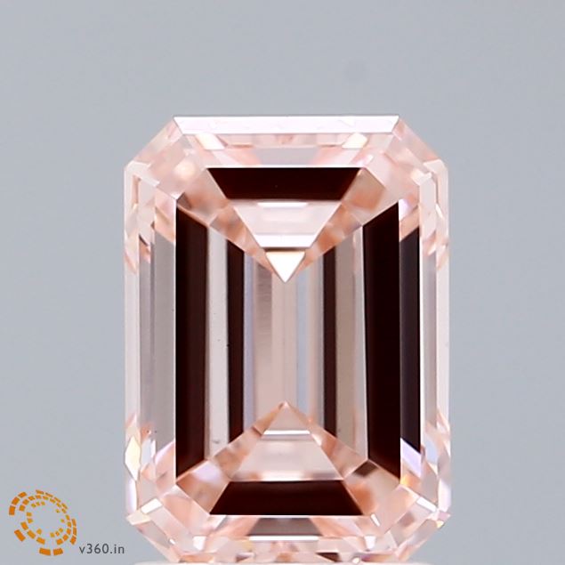 2.01 Carat Emerald Shaped, Ideal Cut, FANCY INTENSE PINK Color, VS1 Clarity, IGI Certified Lab Grown Diamond