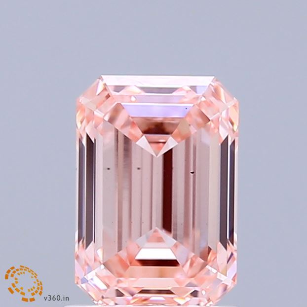 1.54 Carat Emerald Shaped, Ideal Cut, FANCY VIVID PINK Color, VS1 Clarity, IGI Certified Lab Grown Diamond