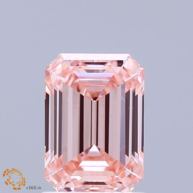 1.56 Carat Emerald Shaped, Ideal Cut, FANCY VIVID PINK Color, VS1 Clarity, IGI Certified Lab Grown Diamond