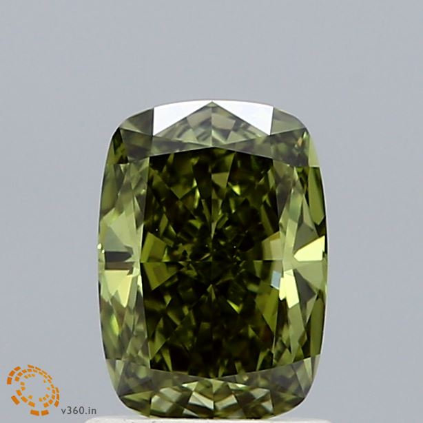 1.07 Carat Cushion Shaped, Ideal Cut, FANCY VIVID GREEN Color, VS1 Clarity, IGI Certified Lab Grown Diamond