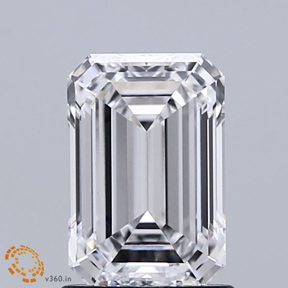 1.34 Carat Emerald Shaped, Ideal Cut, D Color, VVS1 Clarity, IGI Certified Lab Grown Diamond