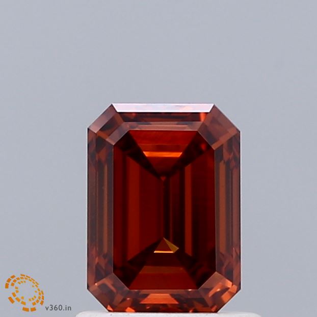 1.01 Carat Emerald Shaped, Ideal Cut, FANCY VIVID ORANGE Color, VS2 Clarity, IGI Certified Lab Grown Diamond