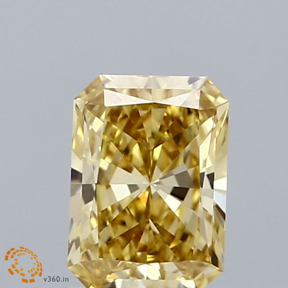 0.95 Carat Radiant Shaped, Ideal Cut, FANCY INTENSE YELLOW Color, VVS2 Clarity, IGI Certified Lab Grown Diamond