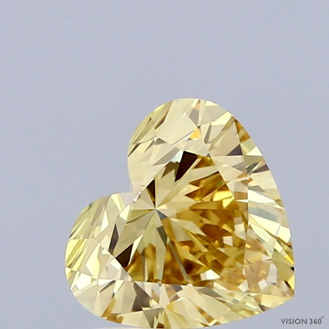 1.27 Carat Heart Shaped, Ideal Cut, FANCY INTENSE YELLOW Color, VVS2 Clarity, IGI Certified Lab Grown Diamond