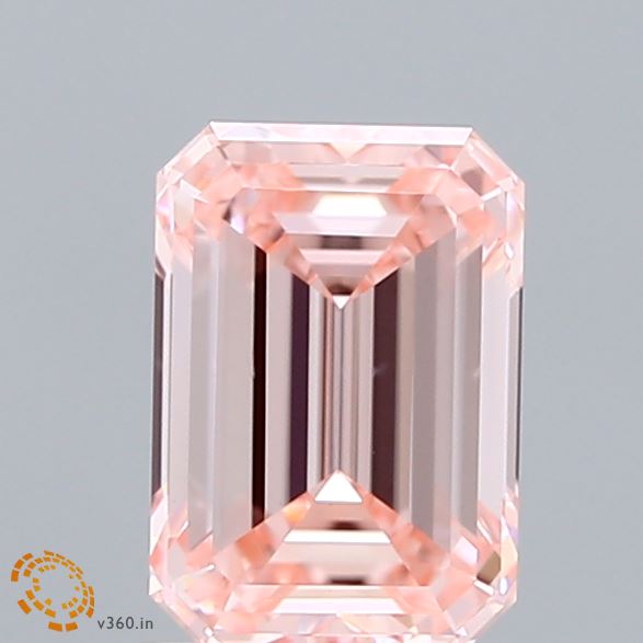 1.35 Carat Emerald Shaped, Ideal Cut, FANCY INTENSE PINK Color, VS2 Clarity, IGI Certified Lab Grown Diamond