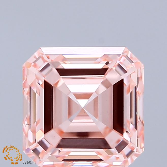 3.14 Carat Asscher Shaped, Excellent Cut, FANCY INTENSE PINK Color, VS1 Clarity, IGI Certified Lab Grown Diamond