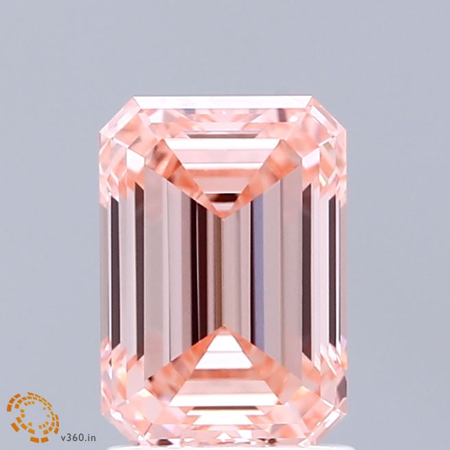 1.93 Carat Emerald Shaped, Ideal Cut, FANCY VIVID PINK Color, VS1 Clarity, IGI Certified Lab Grown Diamond