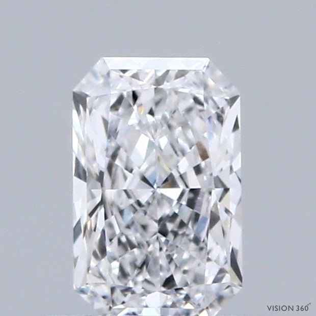 0.56 Carat Radiant Shaped, Ideal Cut, D Color, VVS2 Clarity, IGI Certified Lab Grown Diamond