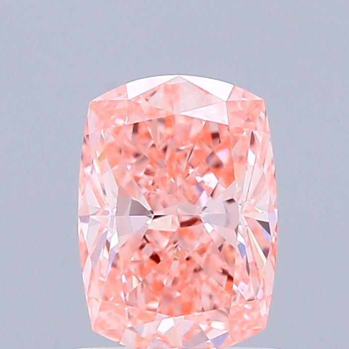 0.91 Carat Cushion Shaped, Ideal Cut, FANCY VIVID PINK Color, VVS2 Clarity, IGI Certified Lab Grown Diamond