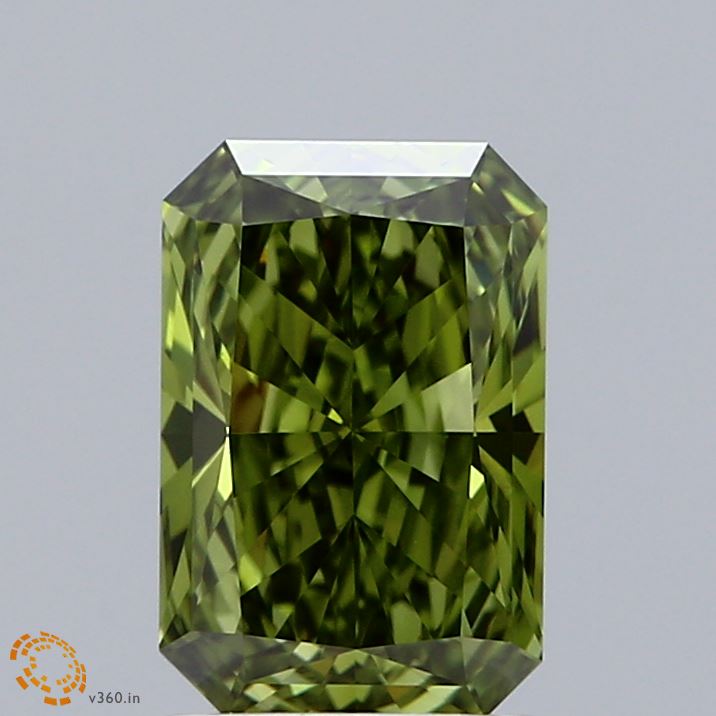 1.76 Carat Radiant Shaped, Ideal Cut, FANCY VIVID GREEN Color, VVS2 Clarity, IGI Certified Lab Grown Diamond