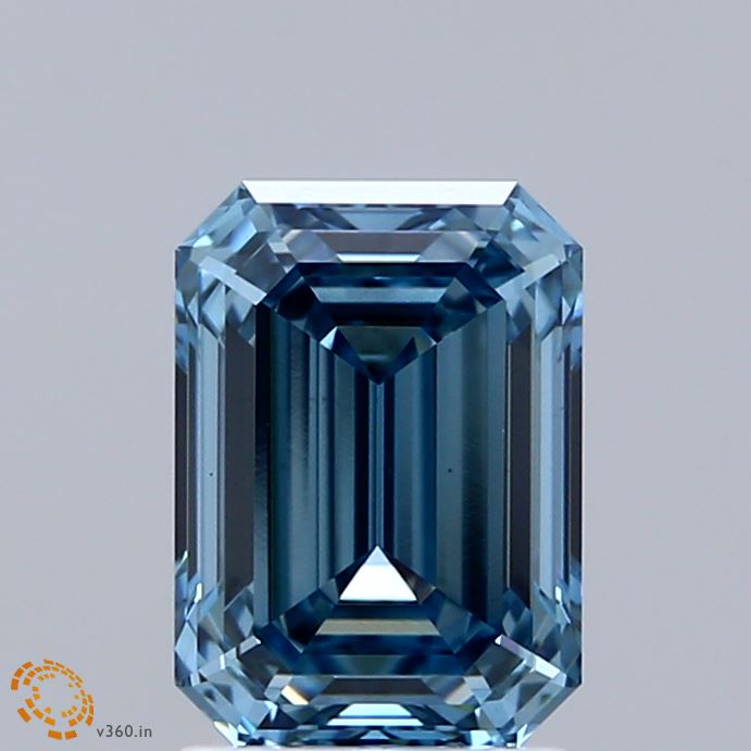 2.09 Carat Emerald Shaped, Ideal Cut, FANCY VIVID BLUE Color, VS1 Clarity, IGI Certified Lab Grown Diamond