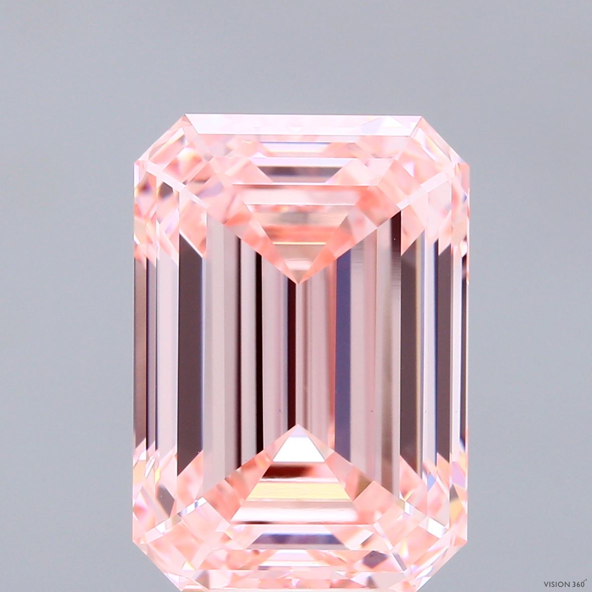 10.56 Carat Emerald Shaped, Ideal Cut, FANCY INTENSE PINK Color, VVS2 Clarity, IGI Certified Lab Grown Diamond