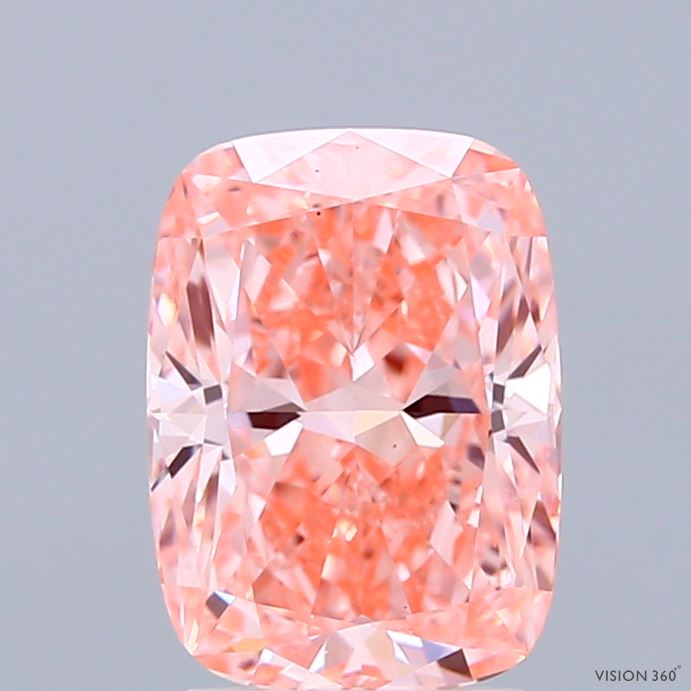 2.03 Carat Cushion Shaped, Ideal Cut, FANCY VIVID PINK Color, VS1 Clarity, IGI Certified Lab Grown Diamond