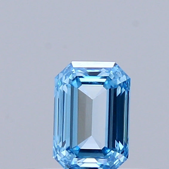0.34 Carat Emerald Shaped, Ideal Cut, FANCY VIVID BLUE Color, VVS1 Clarity, IGI Certified Lab Grown Diamond