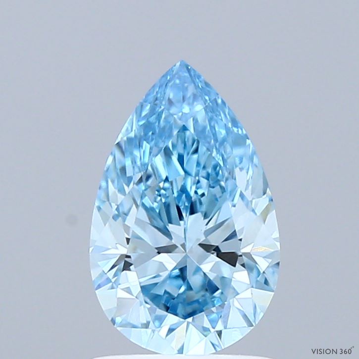 1.28 Carat Pear Shaped, Ideal Cut, FANCY VIVID BLUE Color, VVS2 Clarity, IGI Certified Lab Grown Diamond