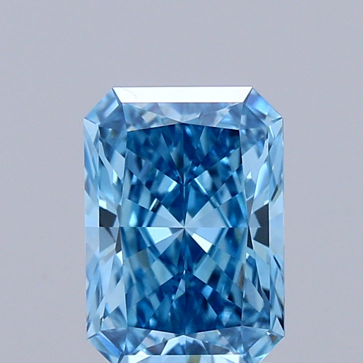 1.04 Carat Radiant Shaped, Ideal Cut, FANCY VIVID BLUE Color, VVS2 Clarity, IGI Certified Lab Grown Diamond