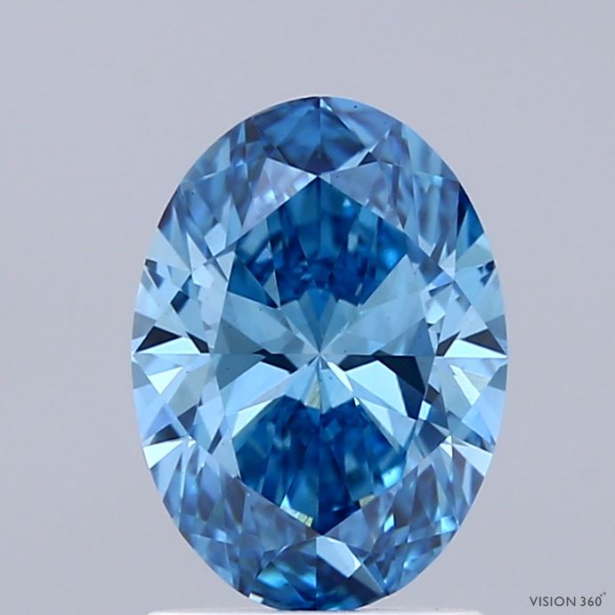 1.54 Carat Oval Shaped, Ideal Cut, FANCY VIVID BLUE Color, VS1 Clarity, IGI Certified Lab Grown Diamond