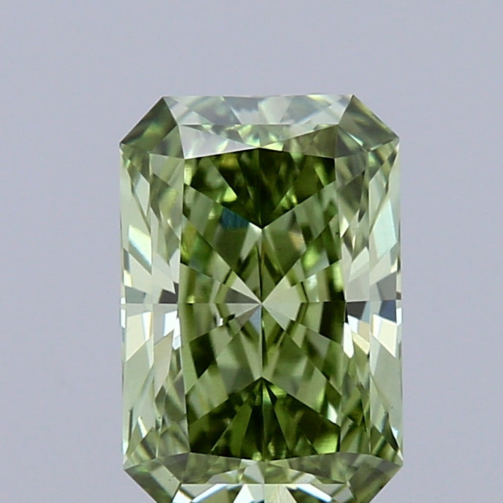 1.10 Carat Radiant Shaped, Ideal Cut, FANCY VIVID GREEN Color, VS1 Clarity, IGI Certified Lab Grown Diamond