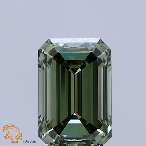 1.04 Carat Emerald Shaped, Ideal Cut, FANCY VIVID GREEN Color, VVS2 Clarity, IGI Certified Lab Grown Diamond