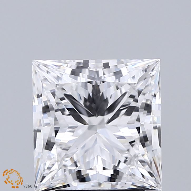 3.08 Carat Princess Shaped, Ideal Cut, E Color, VS1 Clarity, IGI Certified Lab Grown Diamond