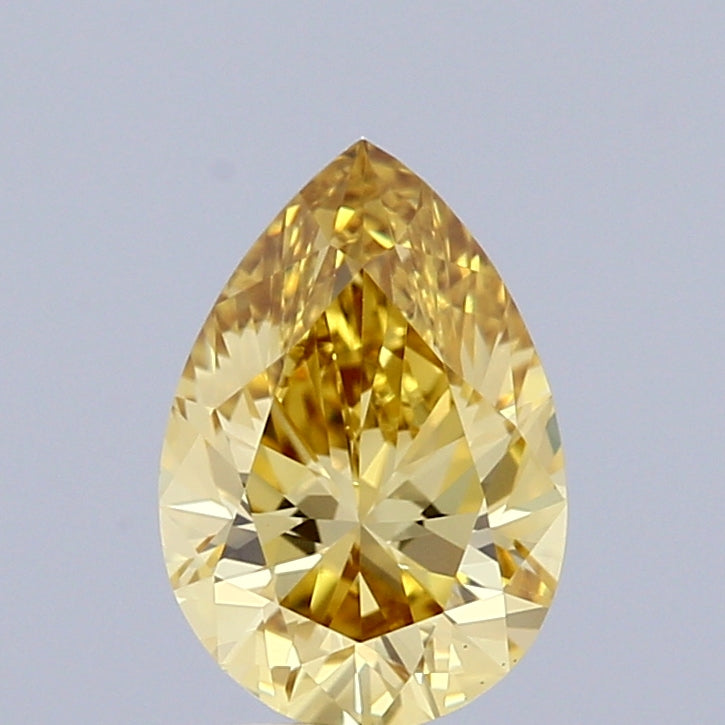 0.75 Carat Pear Shaped, Ideal Cut, FANCY INTENSE YELLOW Color, VS1 Clarity, IGI Certified Lab Grown Diamond