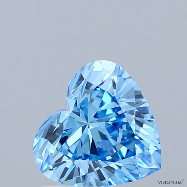0.93 Carat Heart Shaped, Excellent Cut, FANCY VIVID BLUE Color, VVS2 Clarity, IGI Certified Lab Grown Diamond