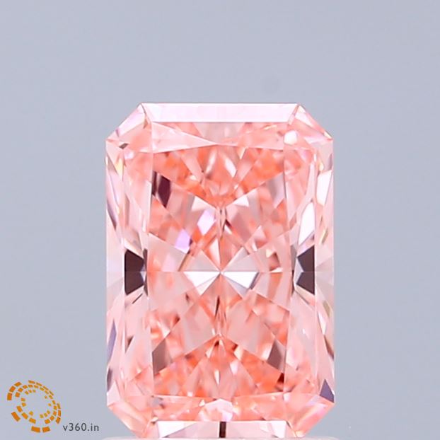 1.36 Carat Radiant Shaped, Excellent Cut, FANCY VIVID PINK Color, VS1 Clarity, IGI Certified Lab Grown Diamond