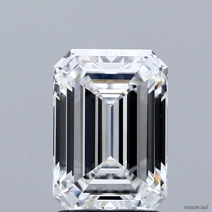 2.03 Carat Emerald Shaped, Ideal Cut, E Color, VVS2 Clarity, IGI Certified Lab Grown Diamond