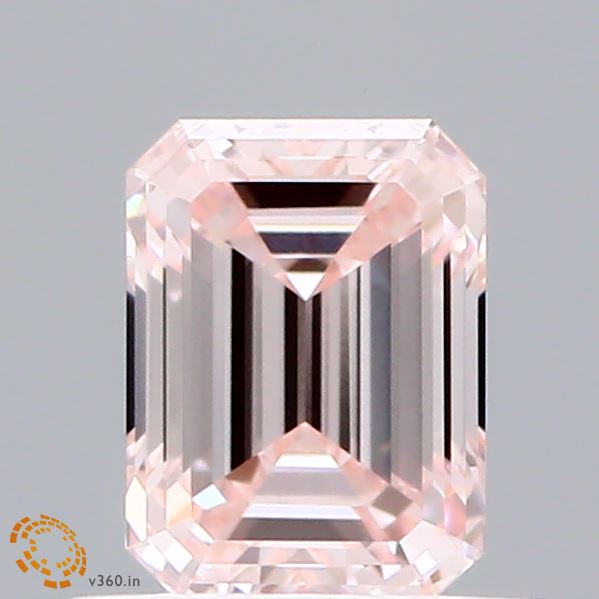 0.71 Carat Emerald Shaped, Ideal Cut, FANCY PINK Color, VVS2 Clarity, IGI Certified Lab Grown Diamond