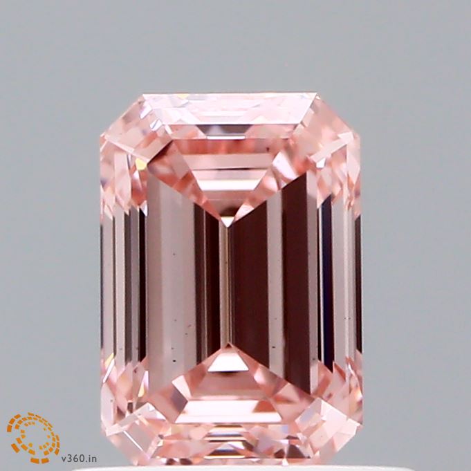 0.89 Carat Emerald Shaped, Ideal Cut, FANCY INTENSE PINK Color, VS2 Clarity, IGI Certified Lab Grown Diamond