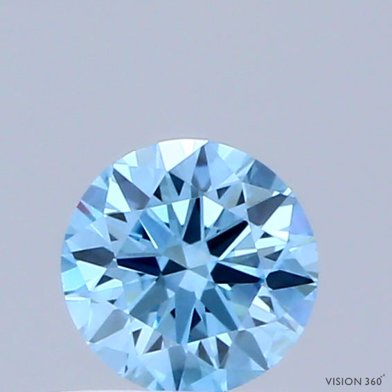 0.31 Carat Round Shaped, Ideal Cut, FANCY VIVID BLUE Color, VVS2 Clarity, IGI Certified Lab Grown Diamond