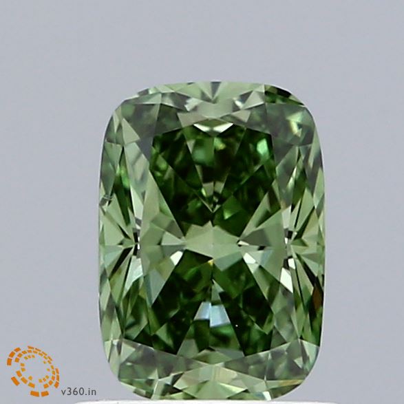 1.00 Carat Cushion Shaped, Ideal Cut, FANCY VIVID GREEN Color, VS2 Clarity, IGI Certified Lab Grown Diamond