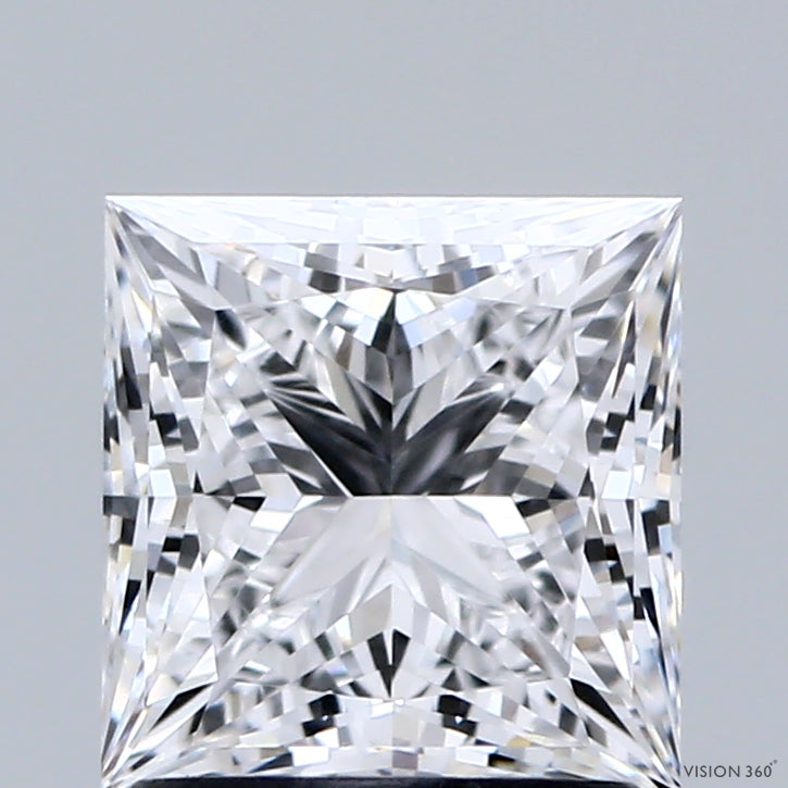 1.58 Carat Princess Shaped, Ideal Cut, D Color, VVS1 Clarity, IGI Certified Lab Grown Diamond