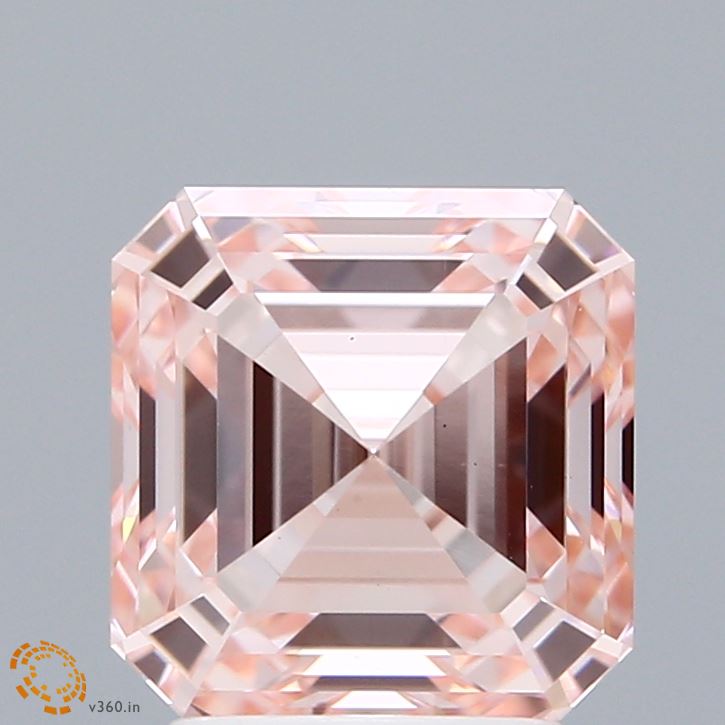 3.18 Carat Asscher Shaped, Ideal Cut, FANCY INTENSE PINK Color, VS1 Clarity, IGI Certified Lab Grown Diamond